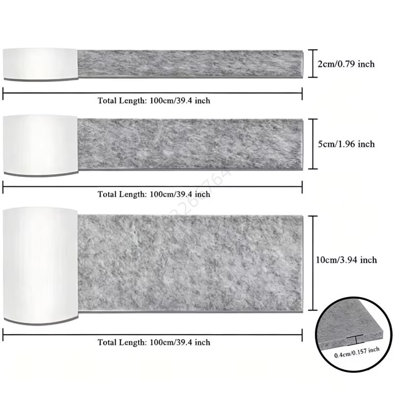 Selbstklebende Möbelfilzstreifen in Schwarz, 4mm dicke geräuschdämpfende Gleitpads und Bodenschutzpads für Tisch- und Stuhlbeine zur DIY-Gestaltung - Bild 4