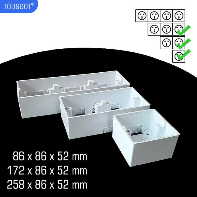 TODSDOT Wandmontage-Außenbox mit Schaltersteckdose, flammhemmendes PVC, Weiß, Tiefe: 50 mm - Bild 1