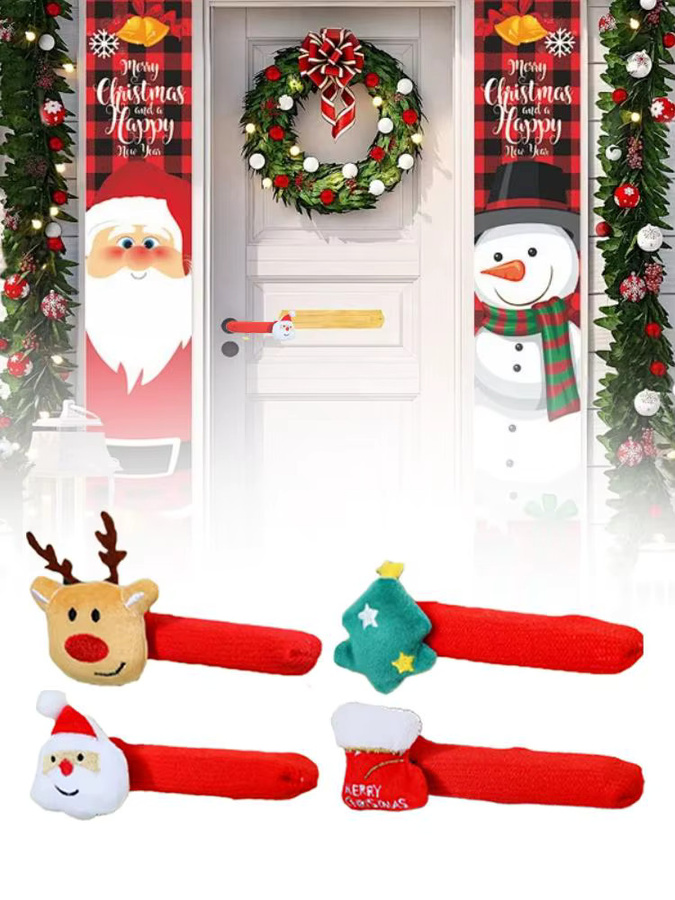 4er Set Weihnachtliche Santa Claus Türklinke Abdeckungen in Rot für deine Weihnachtsdekoration - Bild 7
