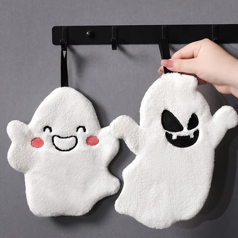 Meltset Halloween Handtuch mit Cartoon-Geist Stickerei aus Frottee in Weiß - Bild 2