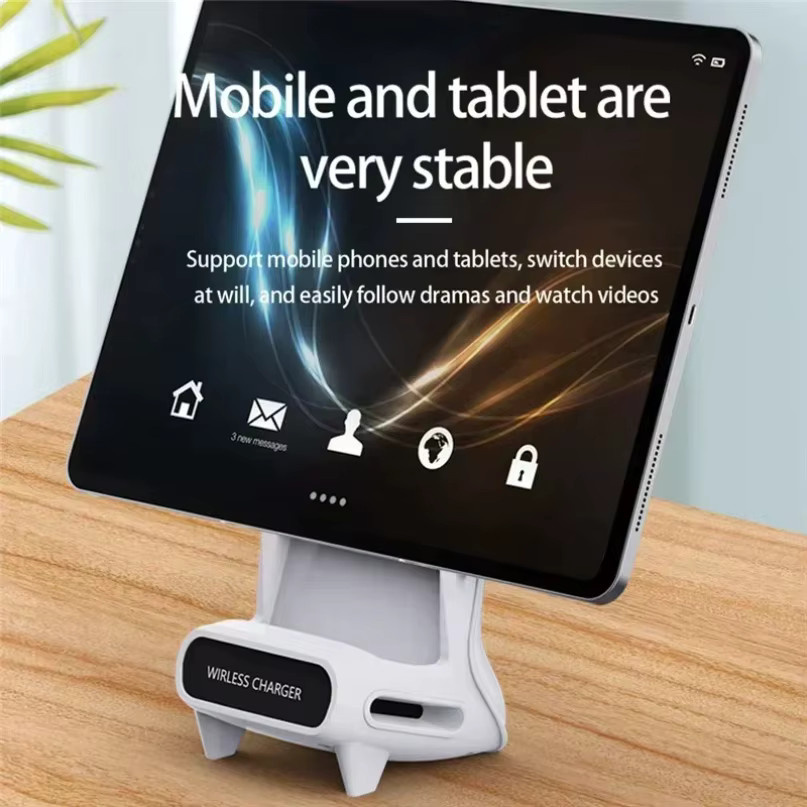 VIKEFON Kabelloses Ladegerät mit Lautsprecher und Desktop-Handyhalterung für iPhone 16-12 Pro Max, Samsung S25 S24 und Xiaomi, Smart-Ladestation in Schwarz oder Weiß - Bild 4