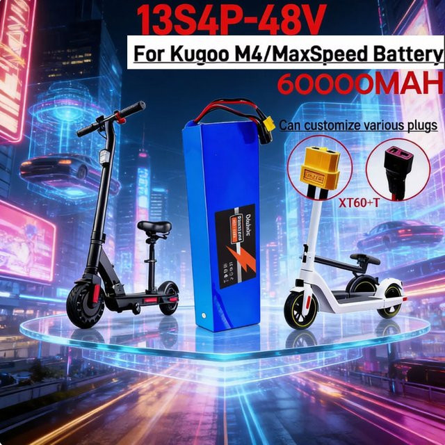 Kugoo 18650 Lithium-Ionen-Akku 48V 60Ah 2000 Watt in Blau für Elektroroller M4, M4Pro, M5 und M5Pro - Bild 1