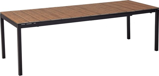 Beliani Gartentisch TOFANE aus Aluminium und Holzdekor in Schwarz und Braun, ausziehbar, B/T/H: 198 x 90 x 77 cm - Bild 1