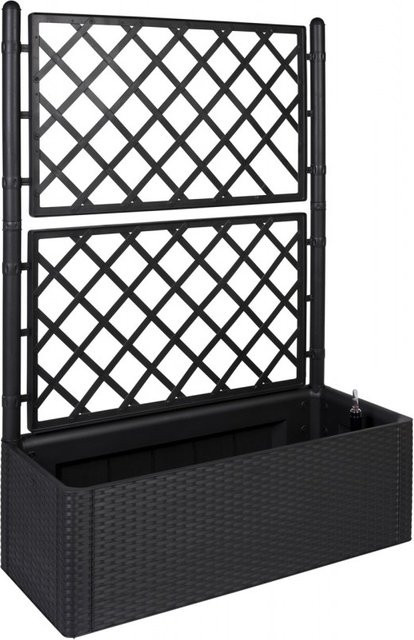 Kreher XL Rankgitter Spalier mit Pflanzkasten in Rattan-Design, Farbe: Anthrazit, H x B x T: 142 x 100 x 43 cm - Bild 1