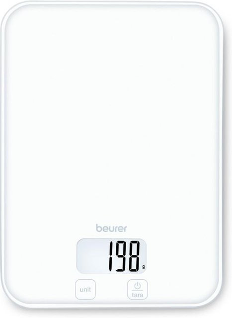 Beurer KS 19 Pure White Digitale Küchenwaage mit Glasoberfläche und Digitalanzeige - Bild 1