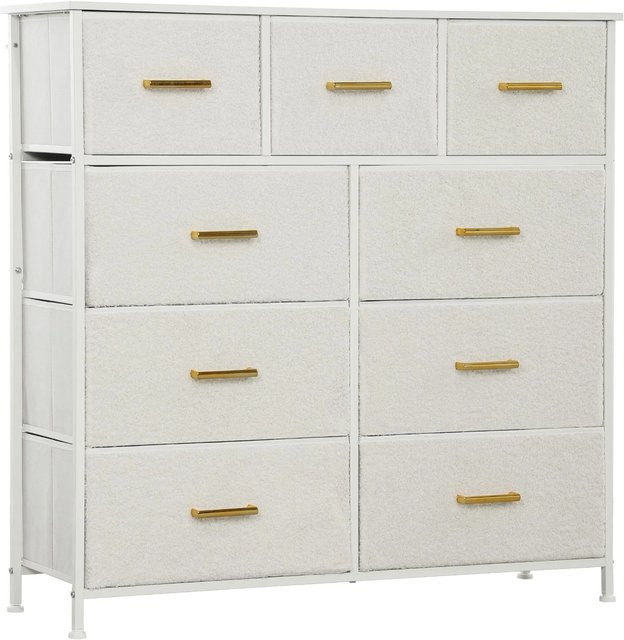 HOMCOM Sideboard Kommode mit 9 Stoffschubladen in Cremeweiß - Bild 1