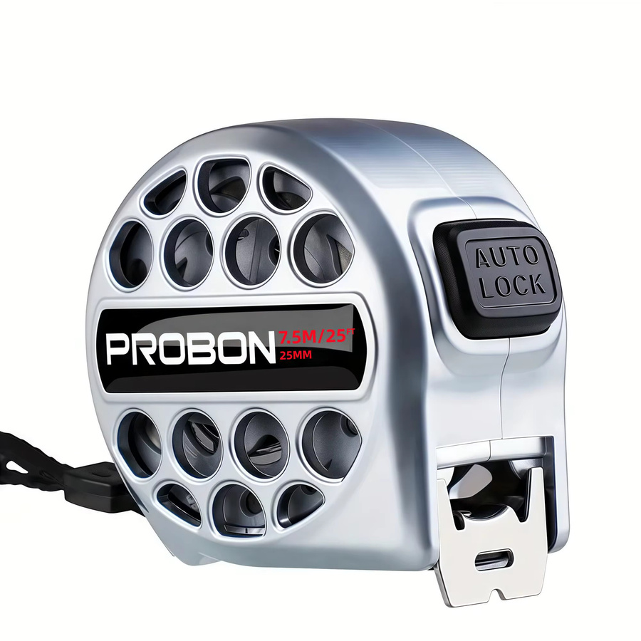 PROBON Auto-Lock Stahlmaßband in Silber, wasserdicht und hochbelastbar mit metrischer und imperialer Dual-Skala für Holzbearbeitung und DIY-Projekte - Bild 6