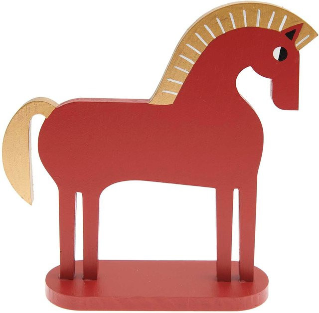 Rico Design Deko-Figur Pferd aus Holz in Rot, B: 20 cm, T: 5 cm, H: 19,6 cm - Bild 1