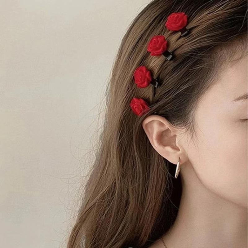 Shan Qiao Haar Clips, Rote Samt Rose, 10 Stk, Damen - Bild 4