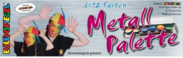 Eulenspiegel Schminkfarben Set, 12 Metallic Farben mit Pinsel, Unisex - Bild 1