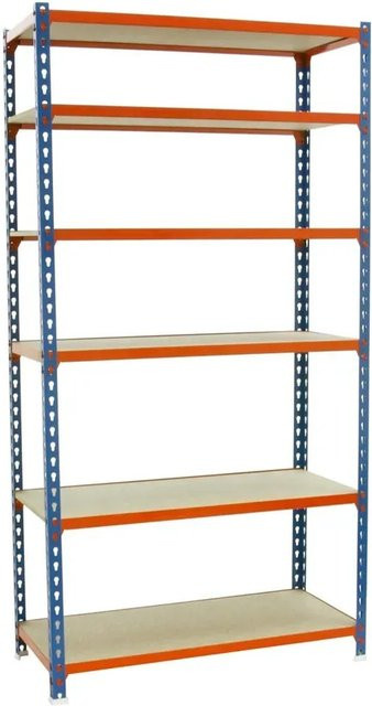 PROREGAL Schwerlastregal Giant Muli mit 6 verstellbaren Fachböden, H x B x T: 250 x 120 x 40 cm, Blau-Orange - Bild 1
