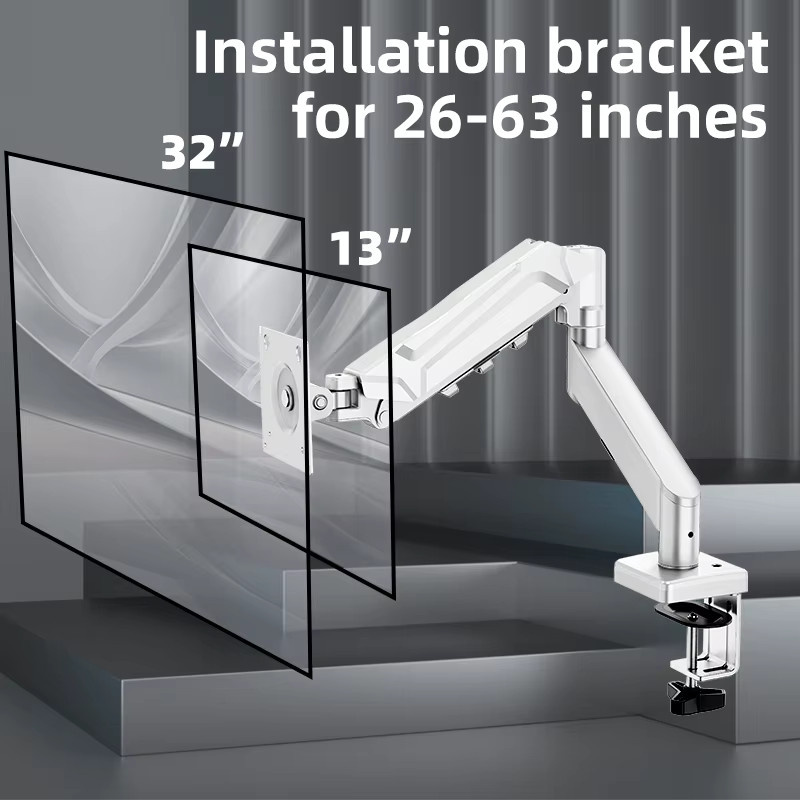 BEISHI Universal-Monitorständer in Weiß, ergonomische Monitorarm-Schreibtischhalterung für 13–32 Zoll Bildschirme mit Klemmvorrichtung - Bild 5