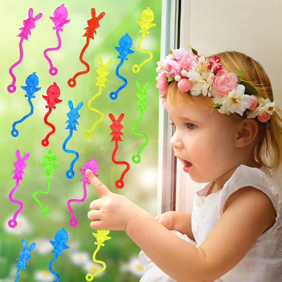 Trebalena Elastischer Osterhase als kreatives Kletter-Spielzeug für Kinder, buntes TPR-Klebespielzeug mit Glitzer-Effekt - Bild 2