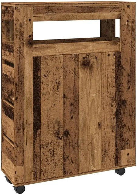 vidaXL Badschrank schmal mit Rollen in Altholz-Optik, braun, B/T/H: 23 x 65 x 90 cm - Bild 1