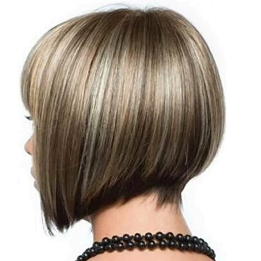HAIRJOY Bob-Perücke aus synthetischem Haar, kurz, glatt, braun, blond, Damen - Bild 3