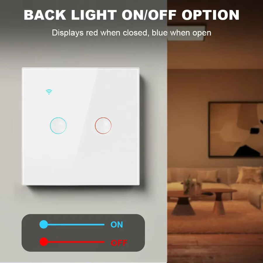 Chevolink Tuya Smart Touch Wandschalter mit LED-Hintergrundbeleuchtung und Lichtsensor, Weiß, kompatibel mit Alexa und Smart Life - Bild 4