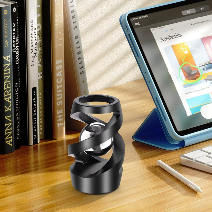 GUEN Hängender Kreisel in Schwarz als Fidget-Spielzeug und Gyroskop zur Stressbewältigung für Erwachsene und Kinder - Bild 2