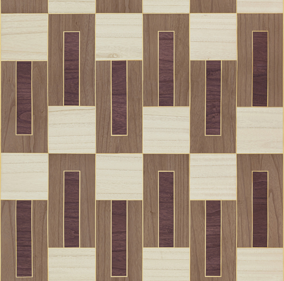 Omexco Tapete Elongata IM52 in Gold und Braun mit geometrischem Art-Deco-Muster aus Vlies - Bild 1