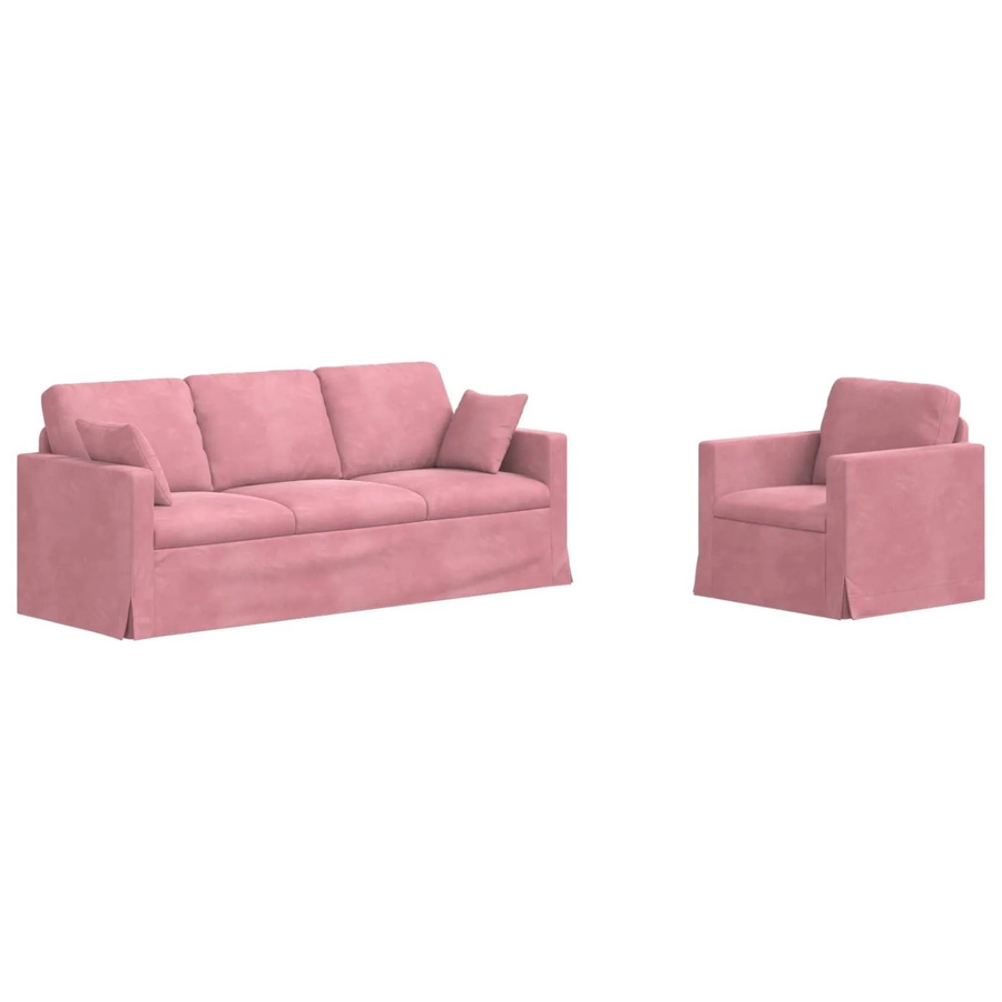 vidaXL Sofa 2-teilig in Rosa aus Samt mit Metallrahmen, B/T/H: 198 x 78 x 80 cm - Bild 2