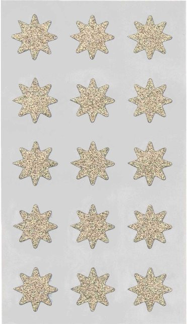 Rico Design Paper Poetry Sticker Sterne in Goldglitter, 4 Blatt, Durchmesser: 18 mm - Bild 1