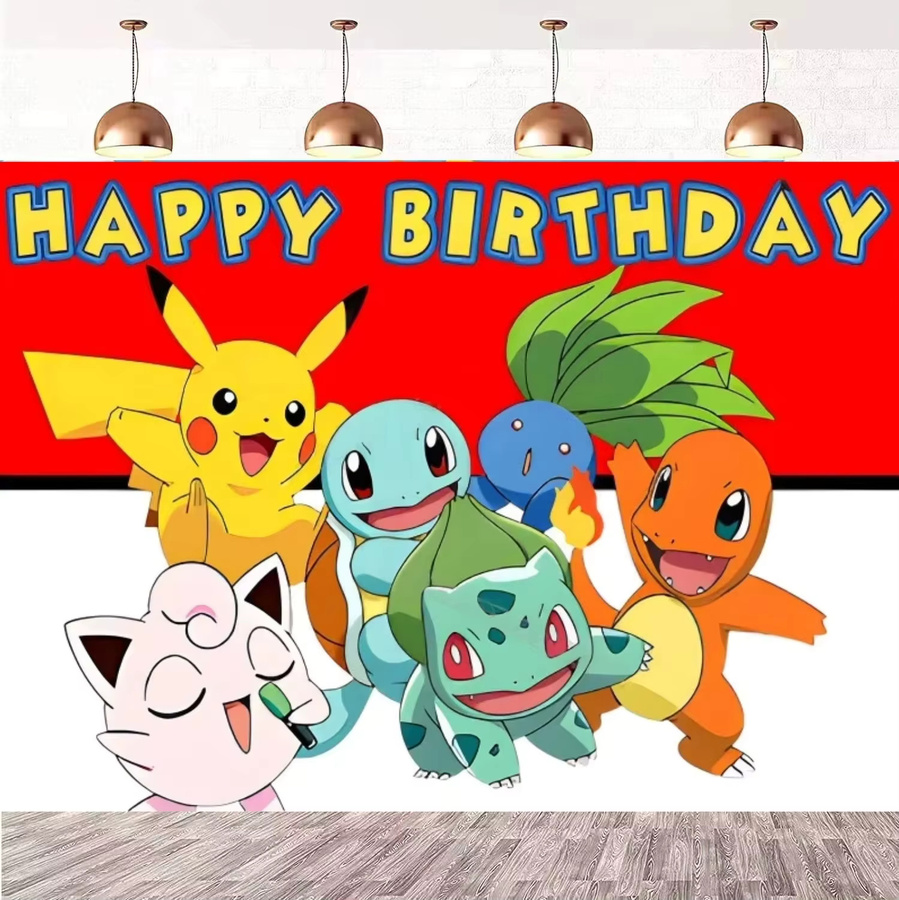 Potdemiel Pokemon Pikachu Party-Dekoration für Kindergeburtstage, Mehrfarbiger Fotohintergrund Banner aus Papier, Rechteckig - Bild 2