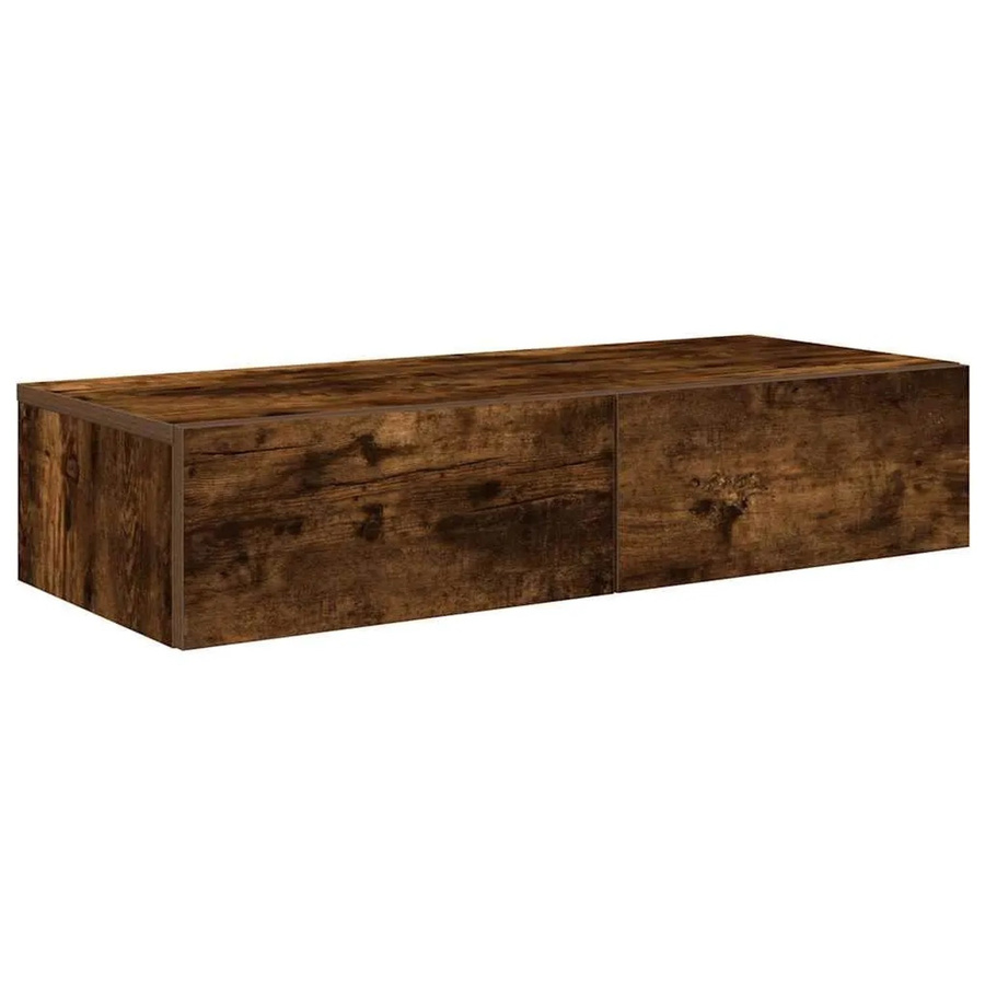 vidaXL Wandregal mit Schubladen aus Holzwerkstoff in Räuchereiche, B/T/H: 80 x 33 x 17 cm - Bild 2