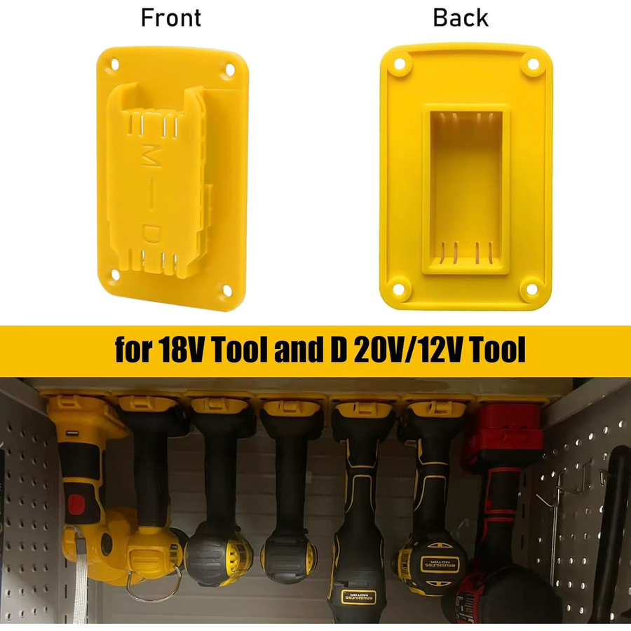 5er Pack Werkzeughalter Wandhalterung für DeWalt 14,4 V-20V und Milwaukee 18V in Rot und Gelb - Bild 4