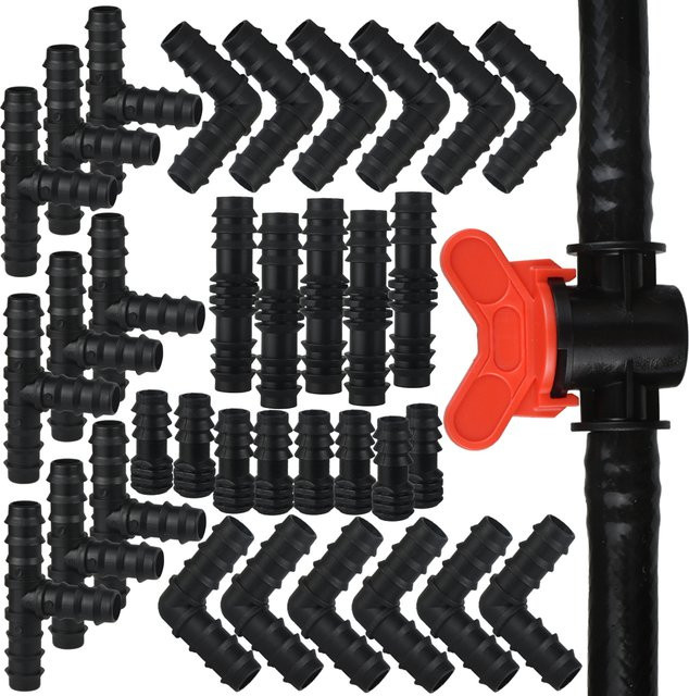 KESLA Gartenbewässerungsschlauch Reparaturset mit 30 bis 41 Teilen in Schwarz, 1/2 Zoll Anschlüsse und Tropfbewässerungs-Zubehör für 16-mm-Schläuche - Bild 1