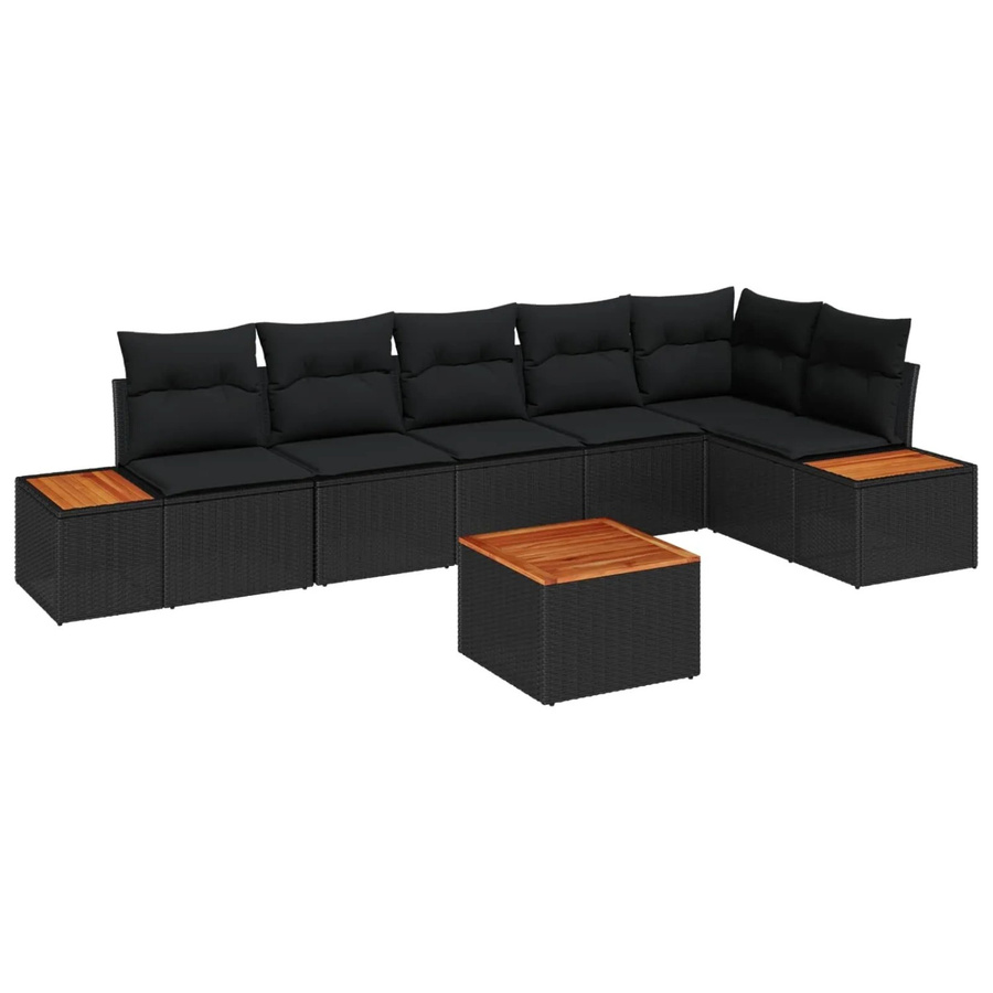 vidaXL Gartensofa-Set in L-Form mit Polsterkissen und integriertem Stauraum, Schwarz - Bild 2
