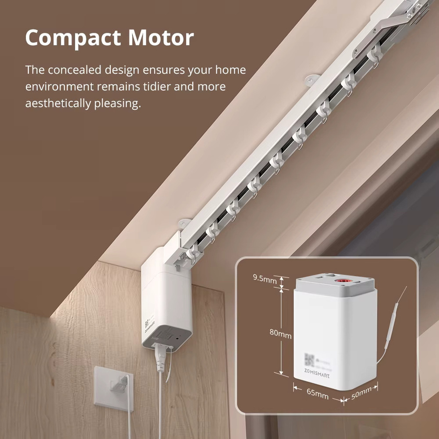 Zemismart Matter Thread Smart Motor MT03 mit Vorhangschienen-Verbindungssystem in Weiß, kompatibel mit HomeKit, SmartThings, Home Assistant und Google Home - Bild 2