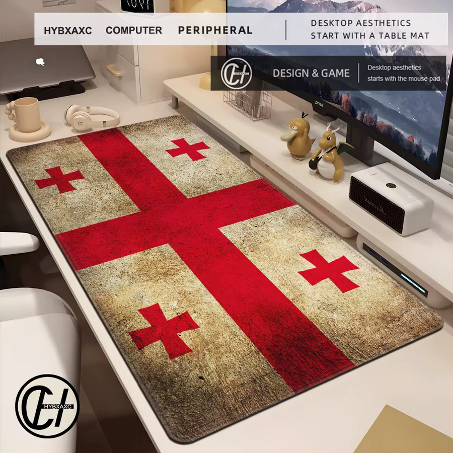 HYBXAXC XXL Templar Cross Gaming Mauspad mit mittelalterlichem Kreuzritter-Design in Weiß - Bild 2