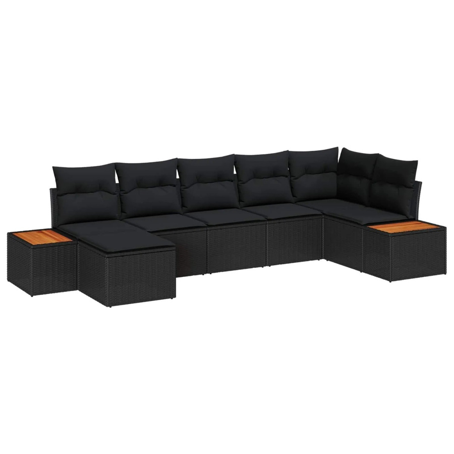 vidaXL Gartensofa-Set aus Polyrattan in Schwarz mit 8-teiliger Polsterung und integriertem Kissenstaufach - Bild 2