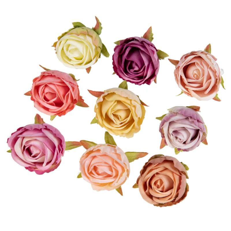 Smr Künstliche Rosen aus Seide in Tiefrosa für Hochzeit und Dekoration (10 Stück) - Bild 4