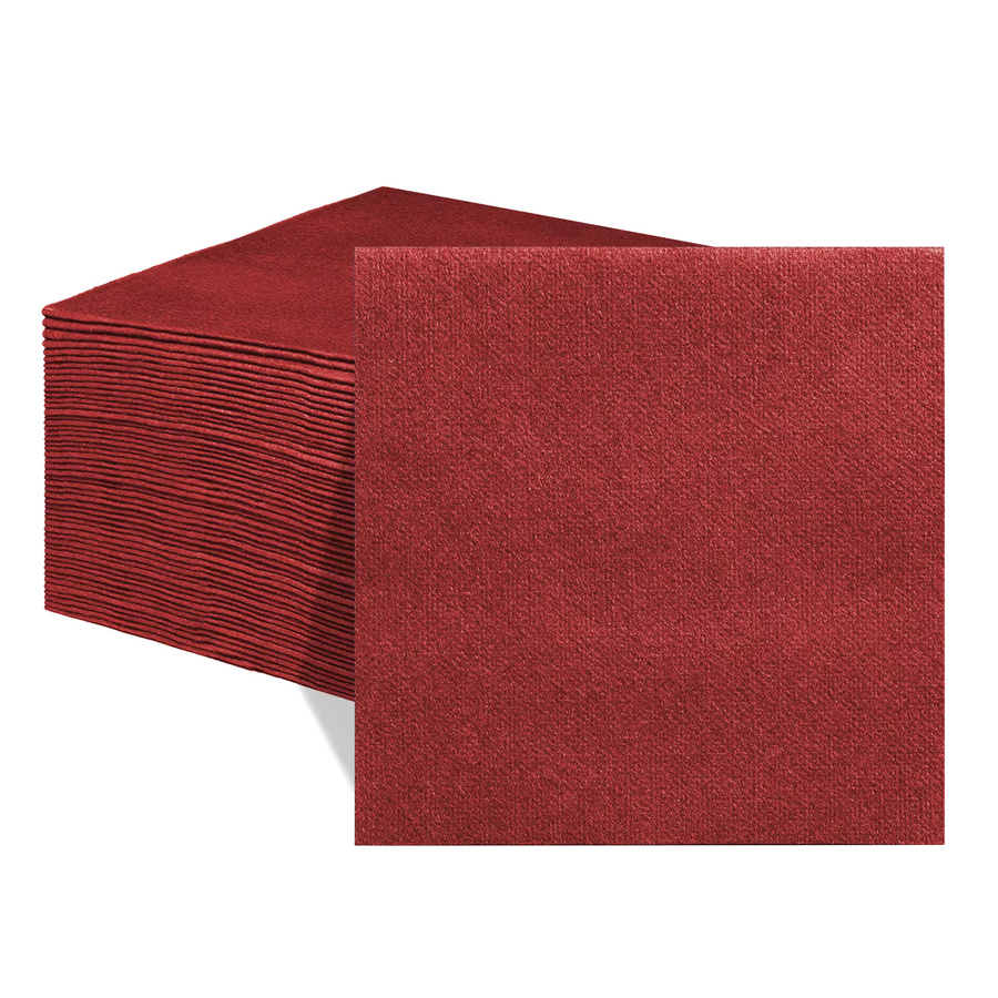 JINYUDOME Einweg-Papierservietten in Leinenoptik, Burgunderrot, 25 x 25 cm - Bild 6