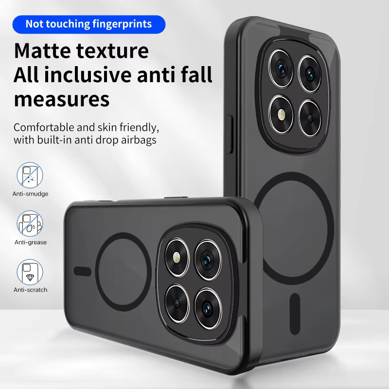 MagSafe Magnetische Handyhülle mit mattierten Kanten und durchscheinendem Design für Xiaomi Redmi Note 15 Pro, 14 Pro, 13, 15C, 15A in Schwarz und Transparent - Bild 3
