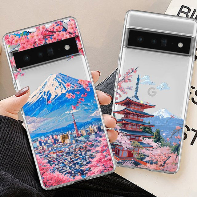 Transparente Handyhülle mit Japan Anime Fuji Berg Landschaft für Google Pixel 8A 9 Pro XL 8 Pro 6A 6 7 10 aus weichem TPU von iKKKS - Bild 1