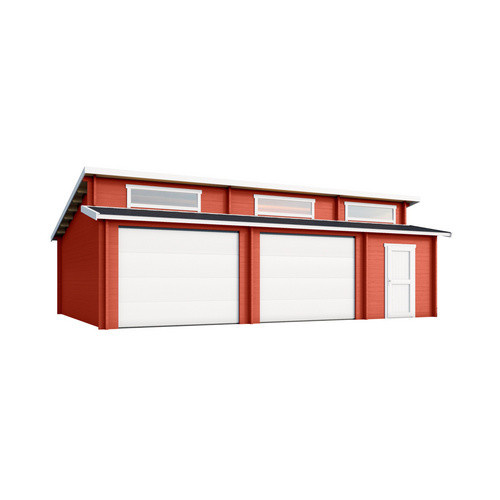 Blockgarage Lasita Maja Hawaii in Schwedenrot mit Sektionaltoren, Außenmaß B: 820 cm, T: 579,6 cm - Bild 2