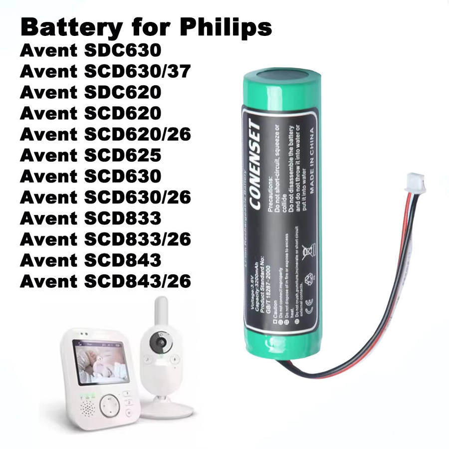Philips Avent Ersatzakku 3,7V Li-Ion für Babyphone SCD630 SCD620 SCD625 SCD833 SCD843 und Yamaha NX-P100 Lautsprecher YBP-L01 in Grün - Bild 2
