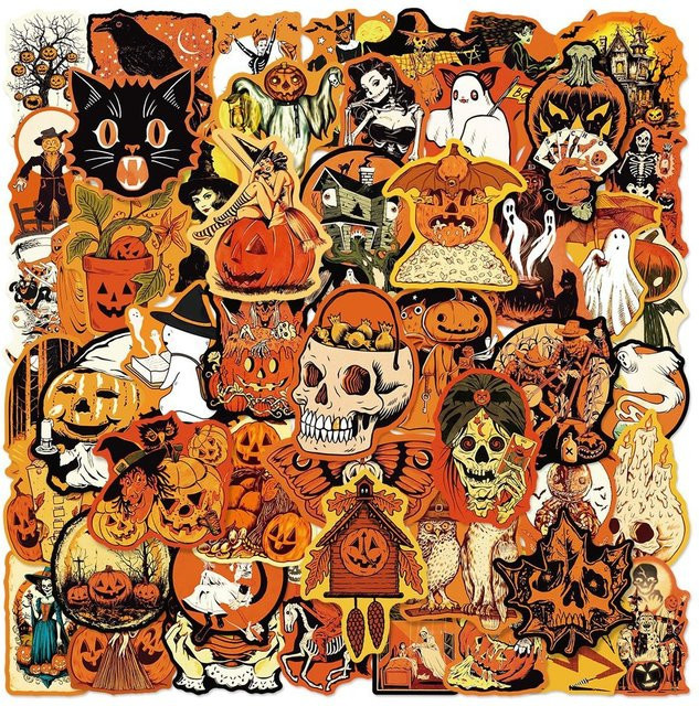50 Stück Vintage Halloween Graffiti Aufkleber wasserfest bunt von Anime Worlds Store - Bild 1
