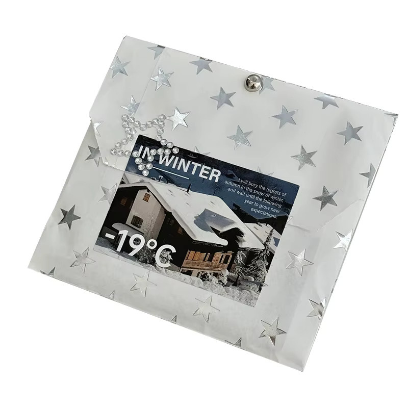10 Stück silberne Geschenktüten aus Kraftpapier mit Sternenmotiv und Heißprägung von ZYAA-1 - Bild 2