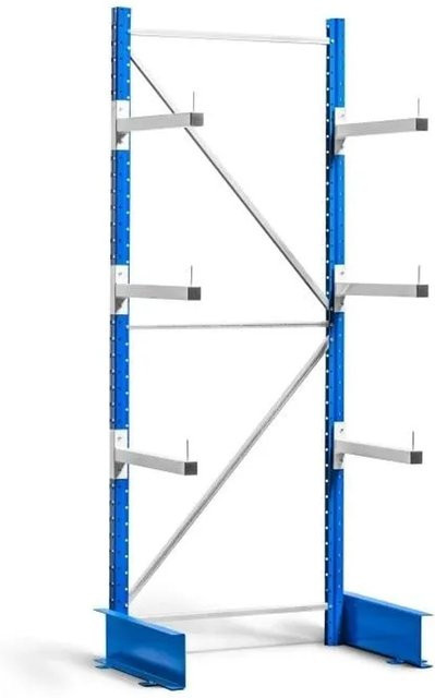 PROREGAL Kragarmregal Maximus Doppelseitig Light-Duty, 4 Ebenen inklusive Fußebene, Farbe: Lichtblau-Lichtgrau, H x B x T: 200 x 80 x 40 cm - Bild 1