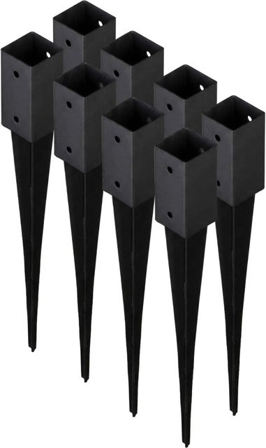 HOLLMAX 8er Set Einschlaghülse für Vierkantpfosten, Schwarz, 71 mm - Bild 1