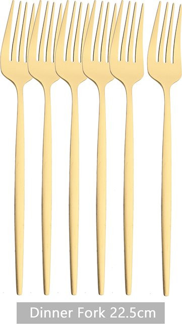 KNGZI 6er Set Gabeln aus mattem Edelstahl in Gold und Silber - Bild 1