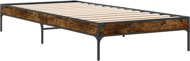 vidaXL Bettgestell in Räuchereiche und Braun aus Holz und Metall, B/T/H: 90 x 190 x 30 cm - Bild 1