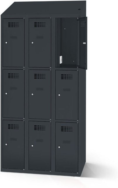 rotstahl Fächerschrank mit Ladefunktion und 9 Fächern in Anthrazit, B: 120 cm, H: 200 cm - Bild 1
