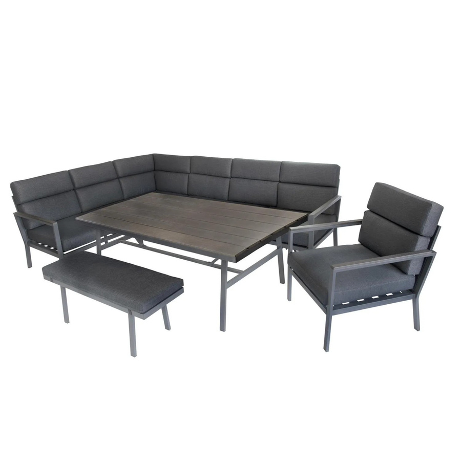 Green Spirit Ecklounge Siena Gartenmöbel aus Aluminium in Anthrazit Grau mit Spun-Polyester-Bezug - Bild 2