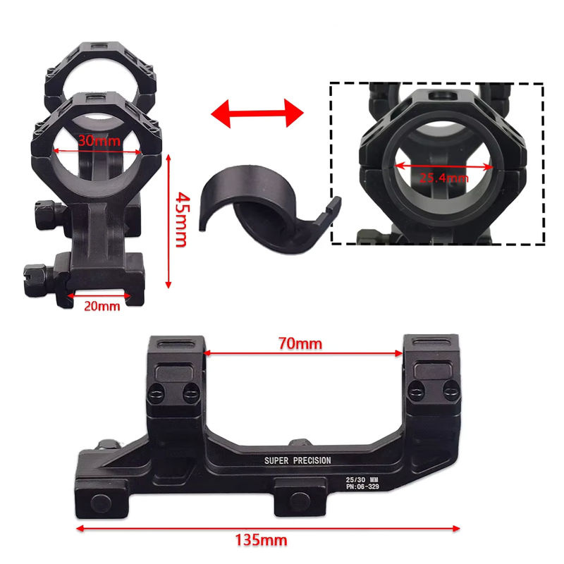 Geissele Automatics Taktische Optik-Zielfernrohrmontage mit QD-Ringen und optischer Wasserwaage für 20mm Picatinny-Schiene, Schwarz, 25,4mm/30mm - Bild 3