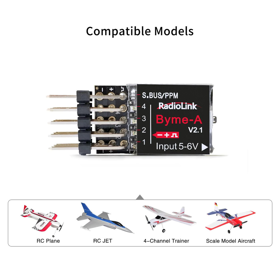 Radiolink Byme-A Byme-D Byme-DB Flugsteuerung Mini mit Gyro 3D für RC 3CH Flugzeug 4CH Jet und Geradflügler in Schwarz - Bild 2