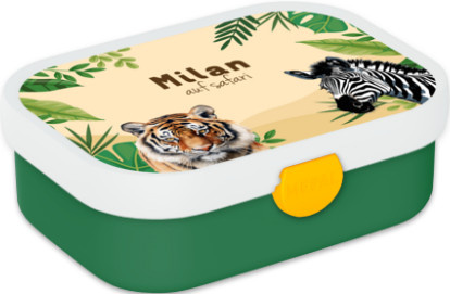 Mepal Brotdose Auf Safari mit Besteck in Multicolour personalisierbar mit Namen und Foto - Bild 1