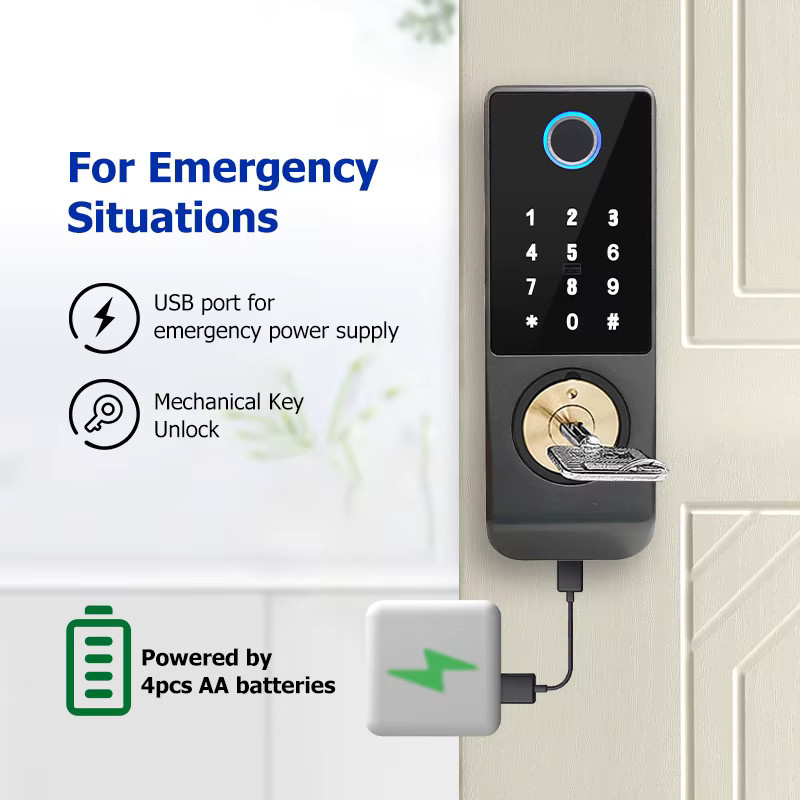 Tuya Smart Lock für den Außenbereich mit Fingerabdruck und TTlock App, wasserdichtes biometrisches digitales Türschloss in Schwarz - Bild 4